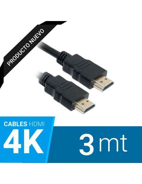 CABLE HDMI 3M. M/M, 2.0/4K , CONECTORES BAÑO ORO