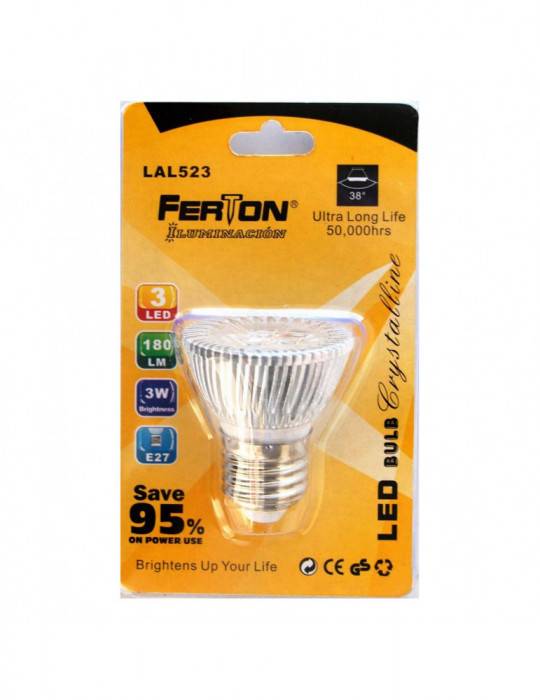 LAMPARA LED E27 3X1W 50X55MM FERTON