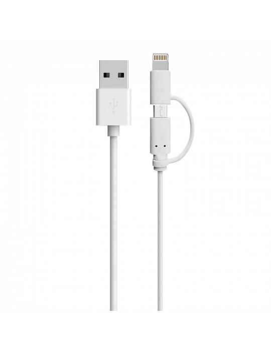 CABLE DE CARGA USB A MICROUSB Y LIGHTNING FIDDLER 2 EN 1