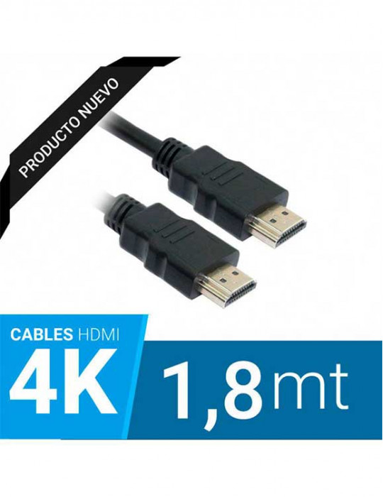 CABLE HDMI 1,8M. M/M, 2.0/4K , CONECTORES BAÑO ORO