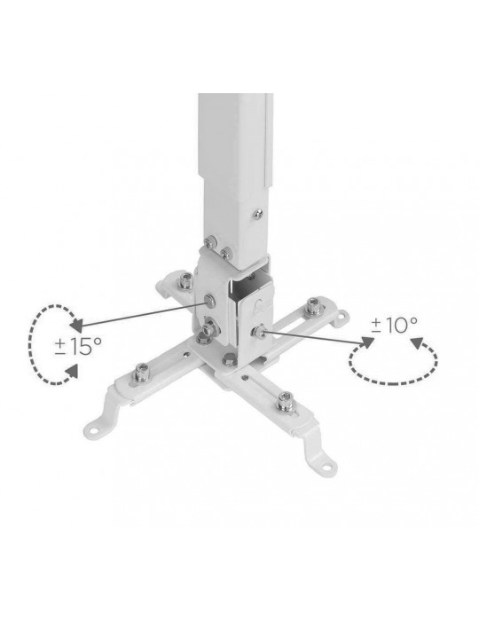 SOPORTE PARA PROYECTOR A TECHO EXTENSIBLE 38-58 CM, 360°, 13.5KG, BLANCO DINON