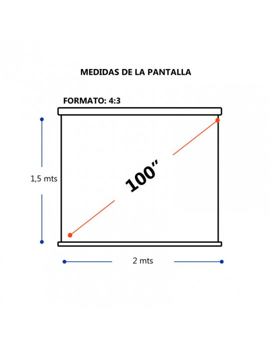 Pantalla de proyección manual de 100 ( 2 x 1,50 metros)