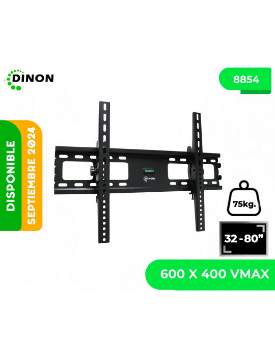 SOPORTE PARA TV, UNIVERSAL REGULABLE ±10, 32-80", VMAX 600X400, 75KG, DINON