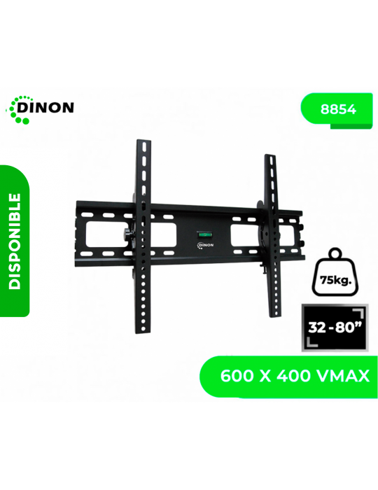 SOPORTE PARA TV, UNIVERSAL REGULABLE ±10, 32-80", VMAX 600X400, 75KG, DINON