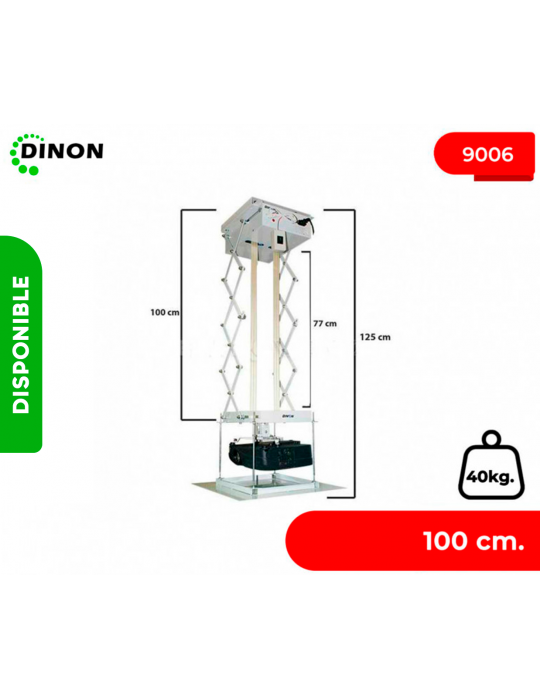 SOPORTE PARA PROYECTOR A TECHO ELÉCTRICO CONTROL REMOTO, MOTOR TUBULAR, 1METRO, 40KG. DINON