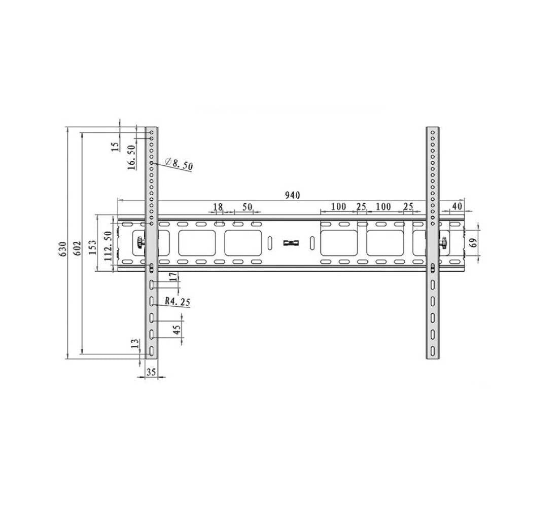 SOPORTE PARA TV UNIVERSAL REGULABLE ±10°, 60-100", VMAX 900X600, 75KG, DINON