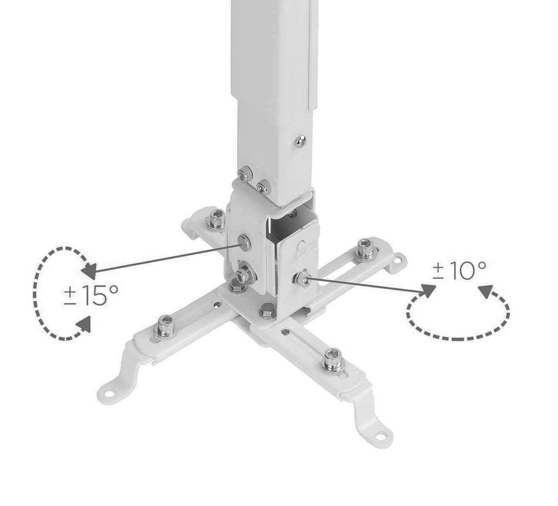 SOPORTE PARA PROYECTOR A TECHO EXTENSIBLE 38-58 CM, 360°, 13.5KG, BLANCO DINON