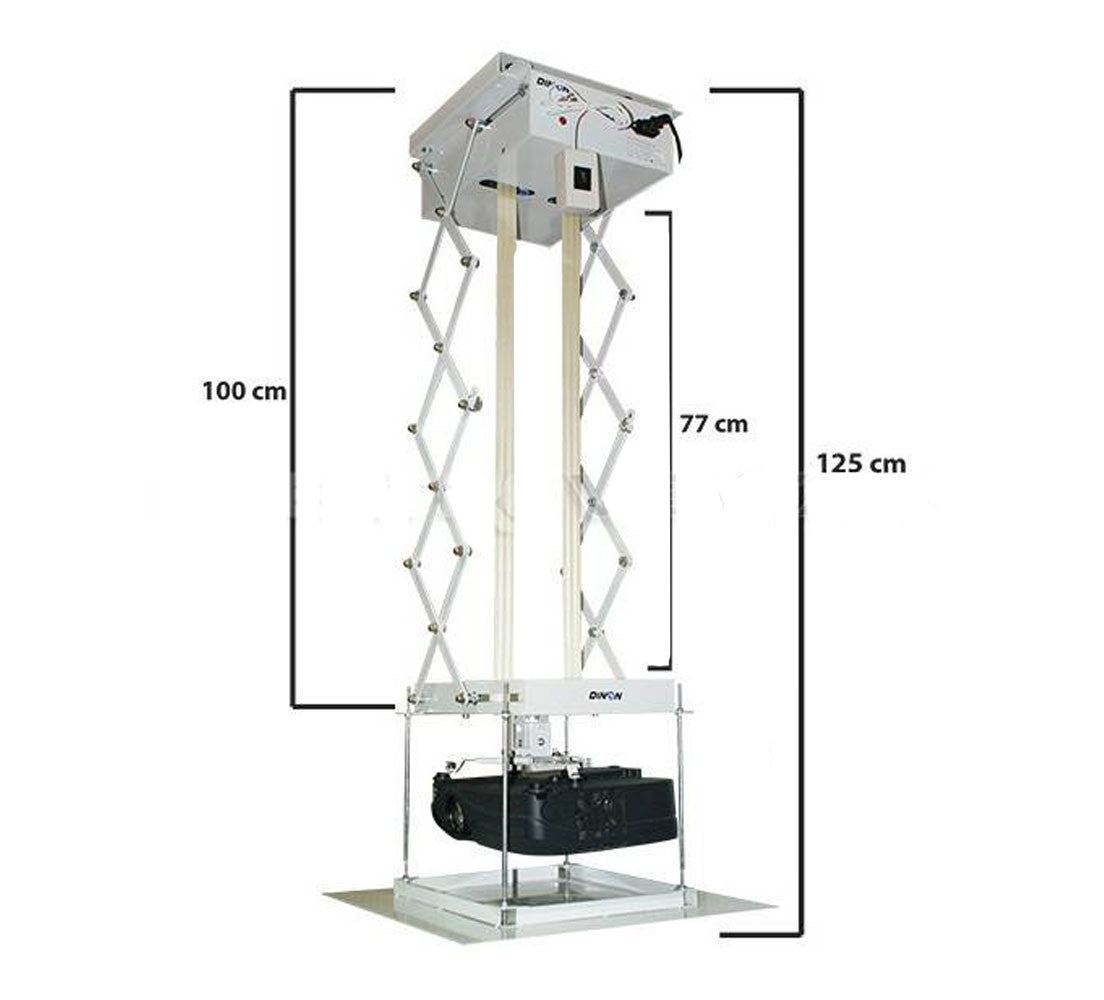 SOPORTE PARA PROYECTOR A TECHO ELÉCTRICO CONTROL REMOTO, MOTOR TUBULAR, 1METRO, 40KG. DINON