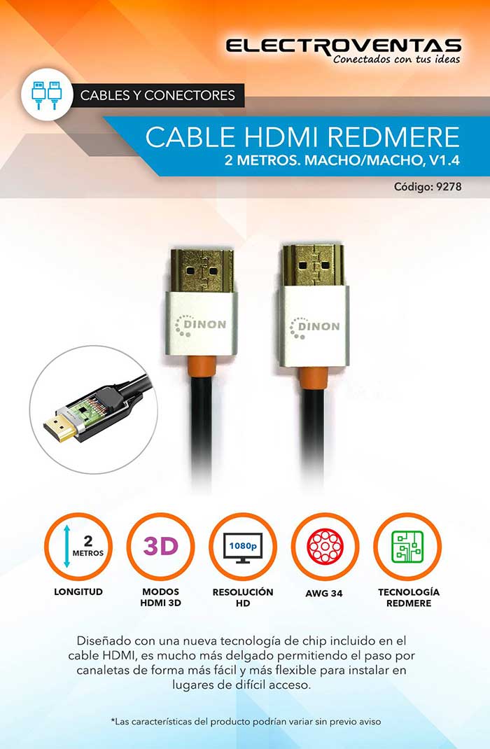 cable conector hdmi audio y video